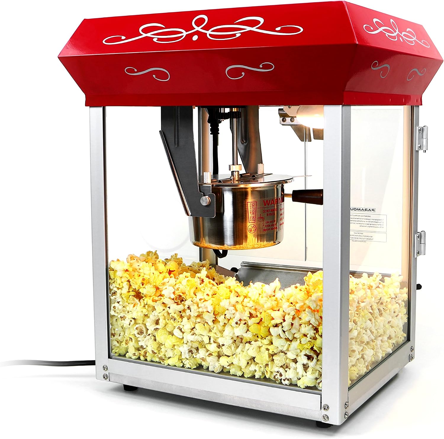 Paramount 6oz Popcorn Maker Machine - New Upgraded Feature-Rich 6 oz Hot Oil Popper [Color: Red]