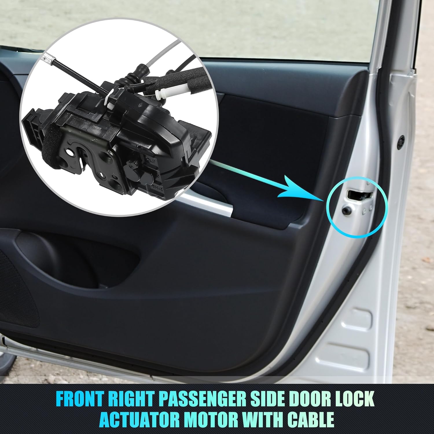 X AUTOHAUX Replacement Front Right Passenger Side Power Door Lock Actuator Motor with Cable for Hyundai Sonata 2008-2010 Door Latch Actuator Assembly Replace No.813203K530 Black