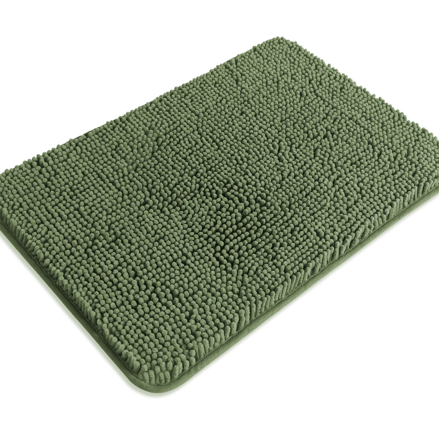 PureSwan Olive Green Bathroom Rugs – Absorbent and Washable Bath Mat, Non-Slip, Thick Soft Chenille Bath Rugs for Bathroom, Shower, Sink - 17" x 24" — image 1