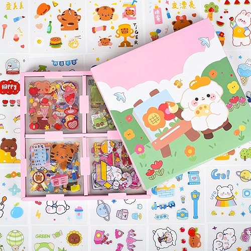 Miniatura 2 de Lindas calcomanías Kawaii para diario y álbumes de recortes, 100 hojas transparentes de PET transparente de dibujos animados coreanos adhesivos