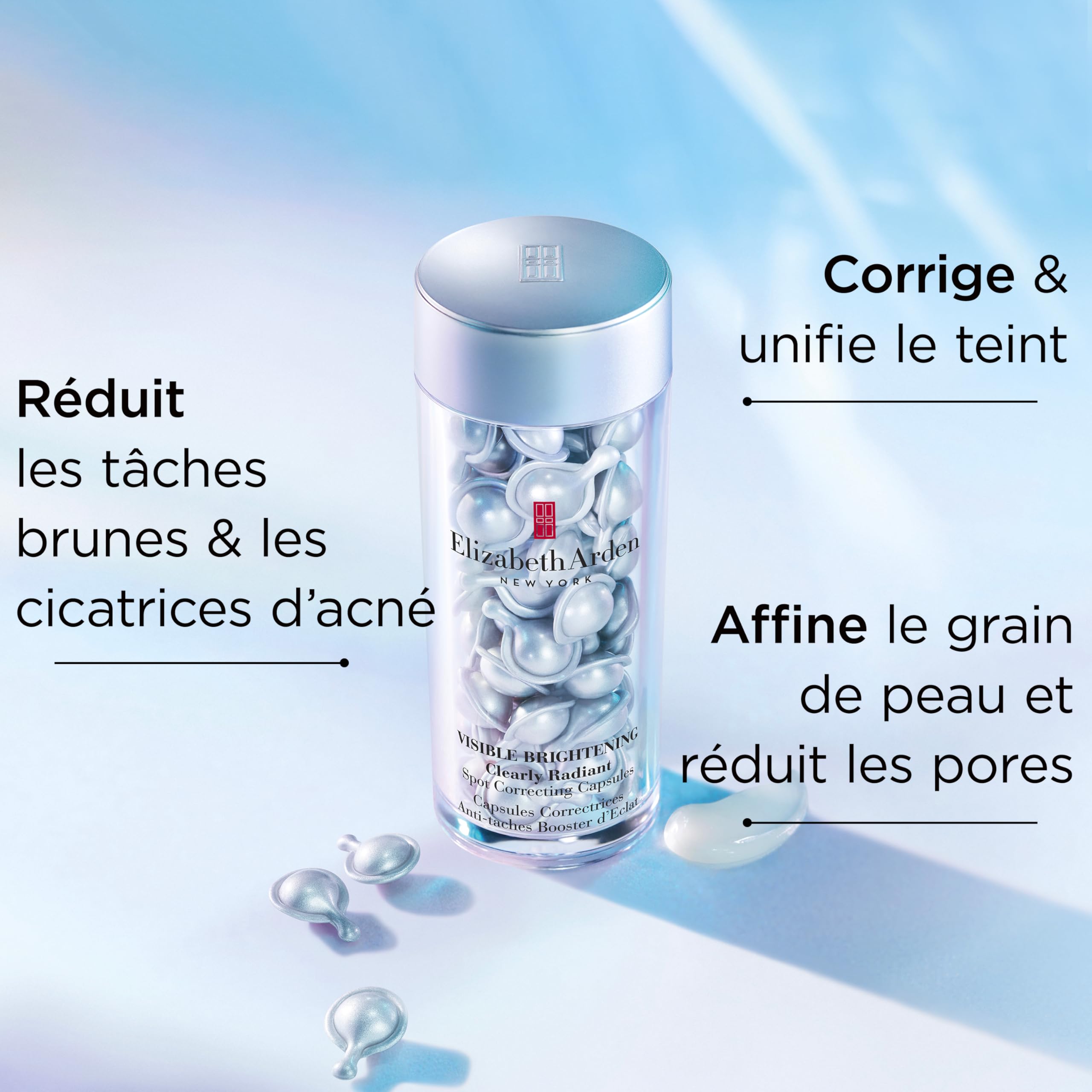 Elizabeth Arden, Visible Brightening Capsules Sérum Correctrices Anti-taches Booster d’Éclat, Serum visage, Soin skincare anti taches brunes, Lisse le teint, Eclat