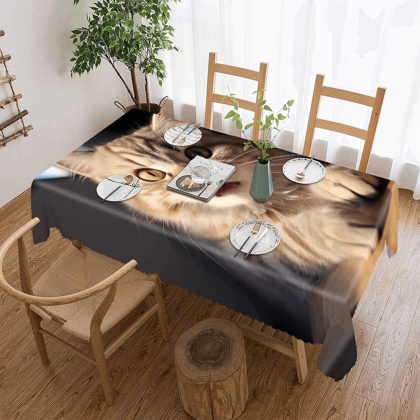 LOKLNEYK Cute Cat Paw Tablecloth Rectangle Table Cloth Decorative Fabric Table Cover Waterproof Seasonal Table Cover Wrinkle Resistant Washable Table Cloth for Party Picnic Dinner Decor 60"x120"