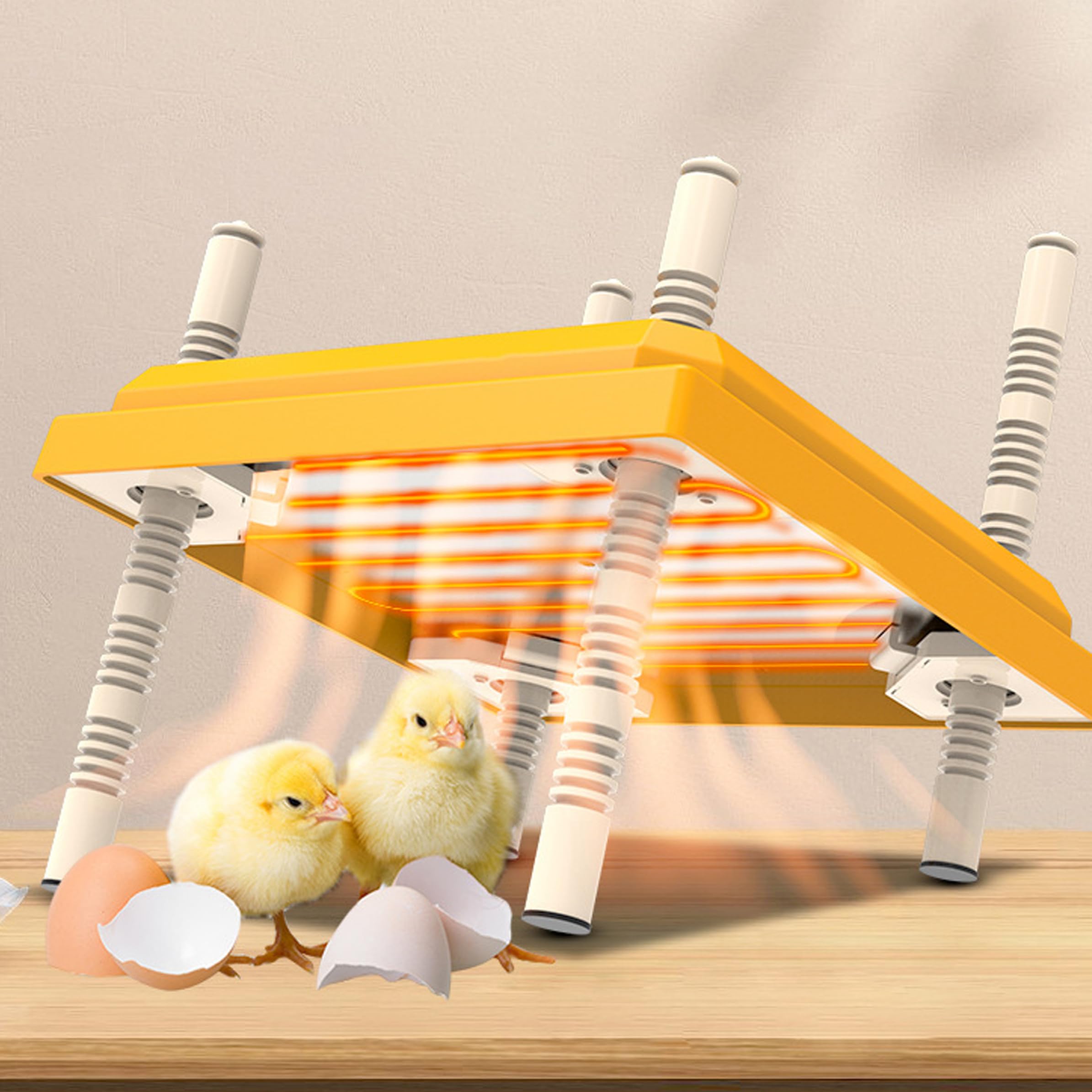 Lampada Riscaldante per Pulcini, Piastra Riscaldante per Allevatrice di Pulci, Scaldapulcini ad Altezza e Angolo Regolabili, Piastra per Pulcini ad Alta Efficienza Energetica, Giallo A