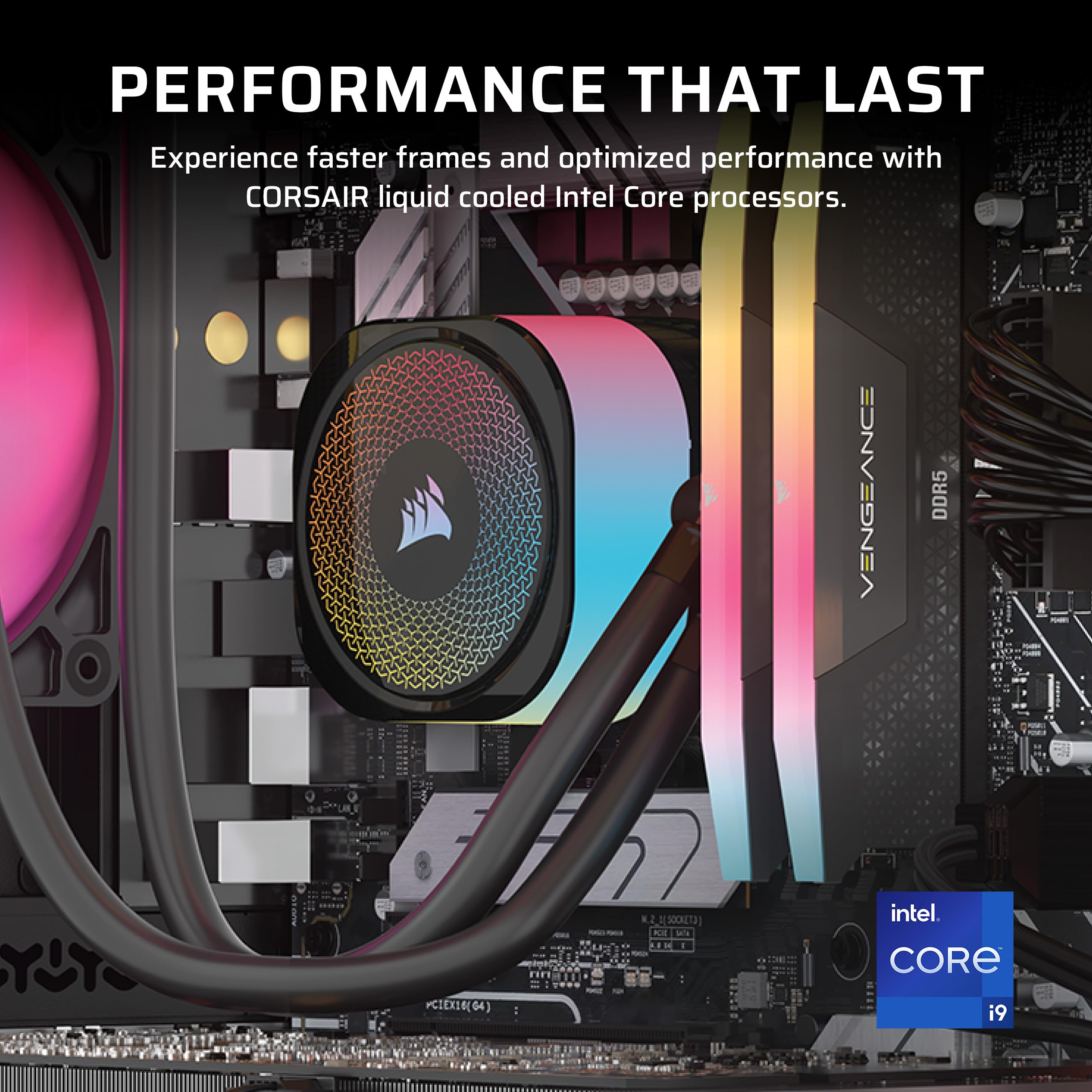 Corsair Vengeance i7500 Gaming PC – Liquid Cooled Intel® Core™ i9-14900KF CPU – NVIDIA® GeForce RTX™ 5090 GPU – 64GB Vengeance RGB DDR5 Memory – 2TB M.2 SSD – Black