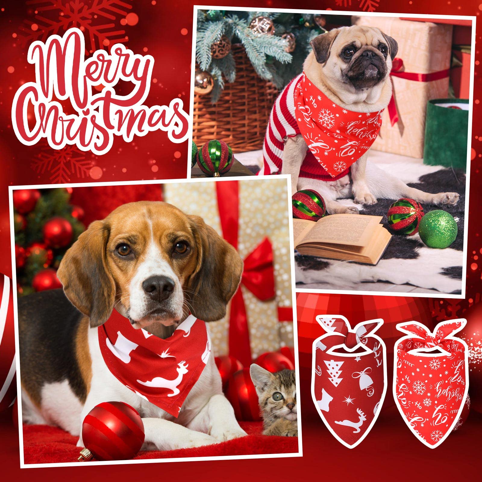 Amazon | 30ピース クリスマス 犬 バンダナ よだれかけ 三角形 犬用