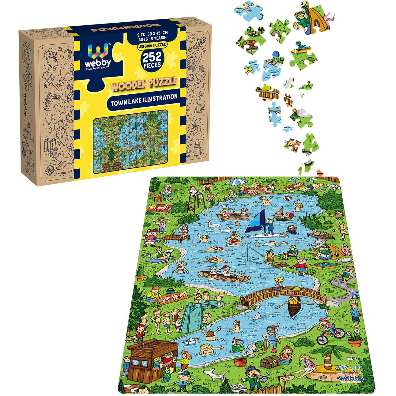 Webby Town Lake Illustration Wooden Jigsaw Puzzle, 252 Pieces (B08HJVLWN4) Amazon Price History, Amazon Price Tracker