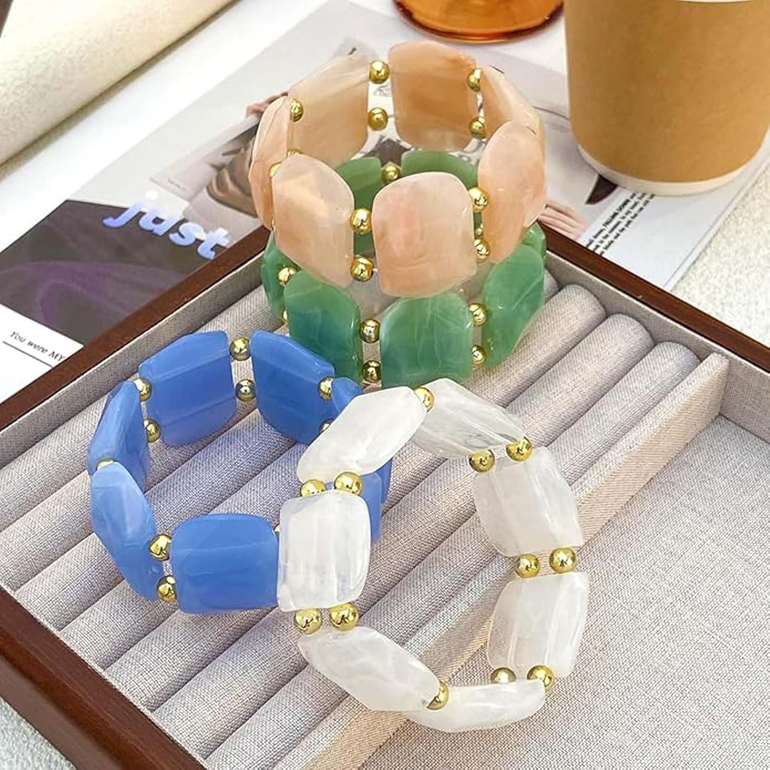 Gold Bangle Bracelet for Women Acrylic Bangles Elastic Bangles for Women Acrylic Bracelet Jewelry - Image 8