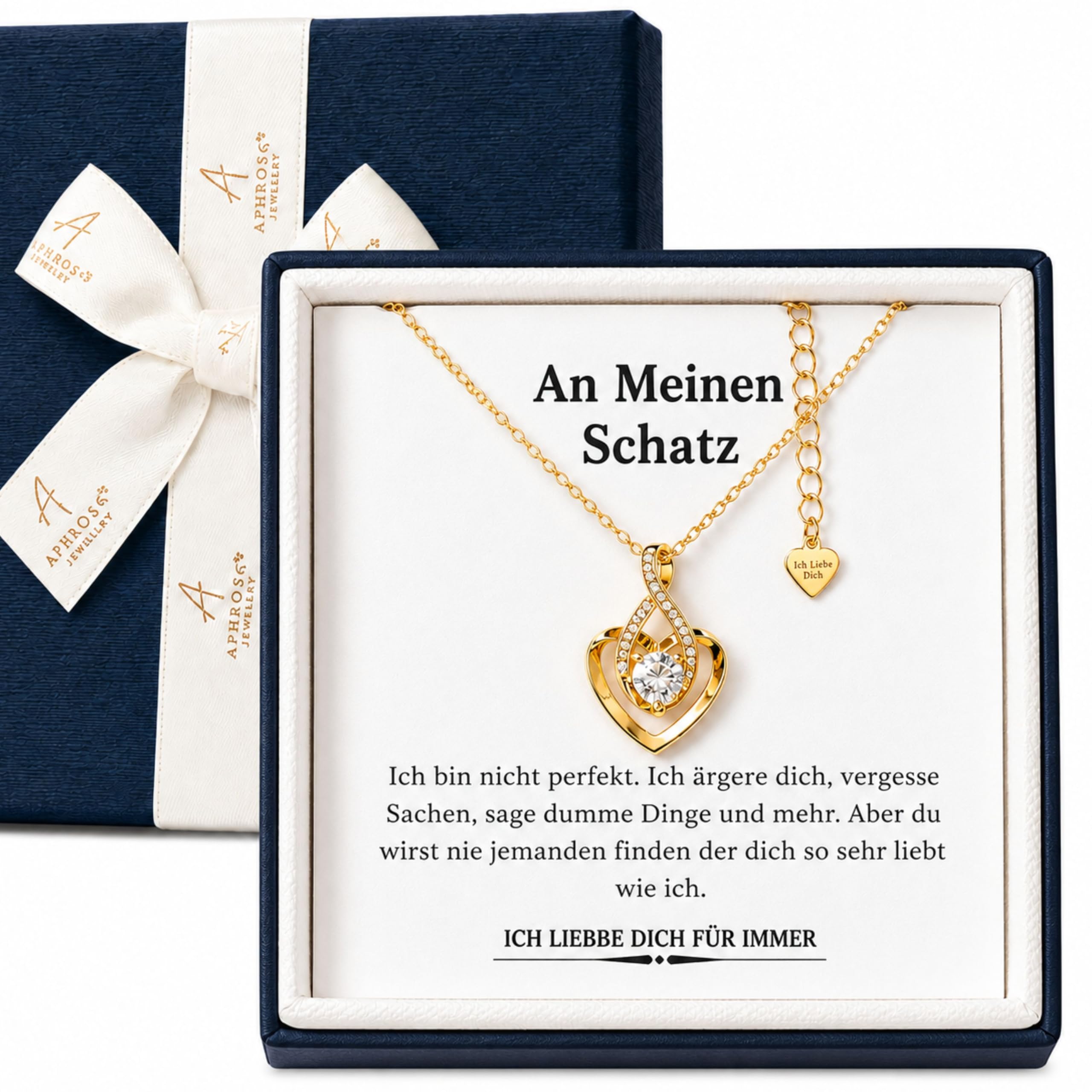 Geburtstagsgeschenke für Frauen,Gelbgold Beschichtet Herzkette für Freundin, Geschenkset frauen, Liebevolle Jahrestag Geschenk für Sie, Weihnacht, Valentinstag,An Meinen Schatz Kette