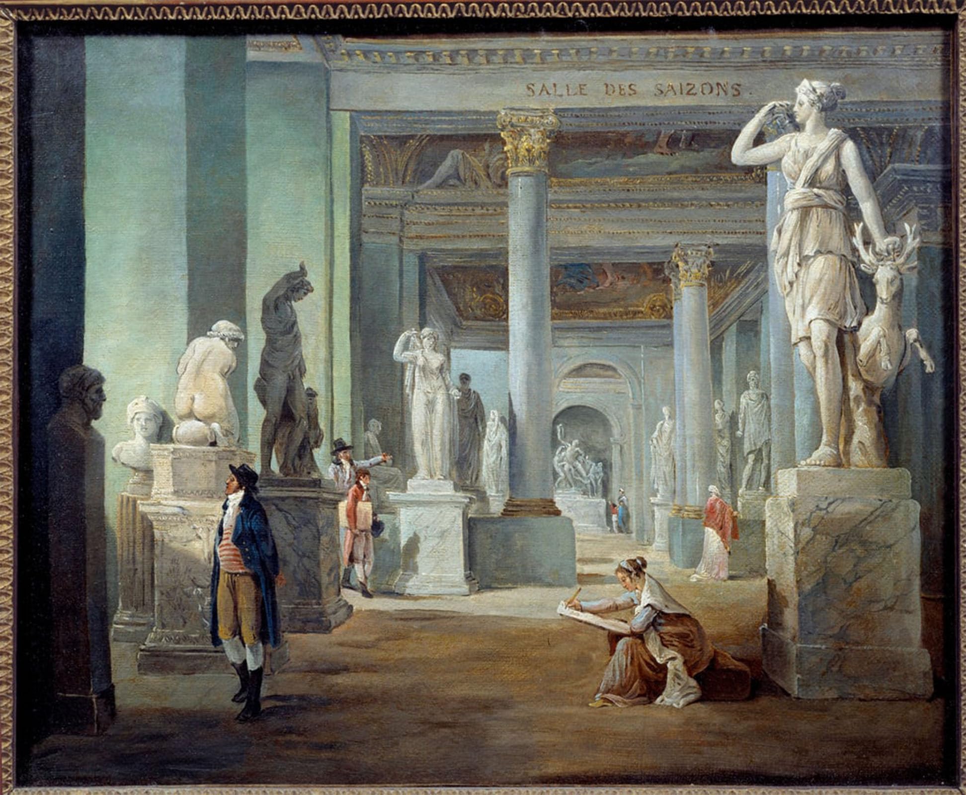 POSTERIIk Vintage Classic Picture Landscape Artwork the Seasons Room At the Louvre Painting by Hubert Robert Portrait Canvas Painting for Office Home Decor 60x90cm