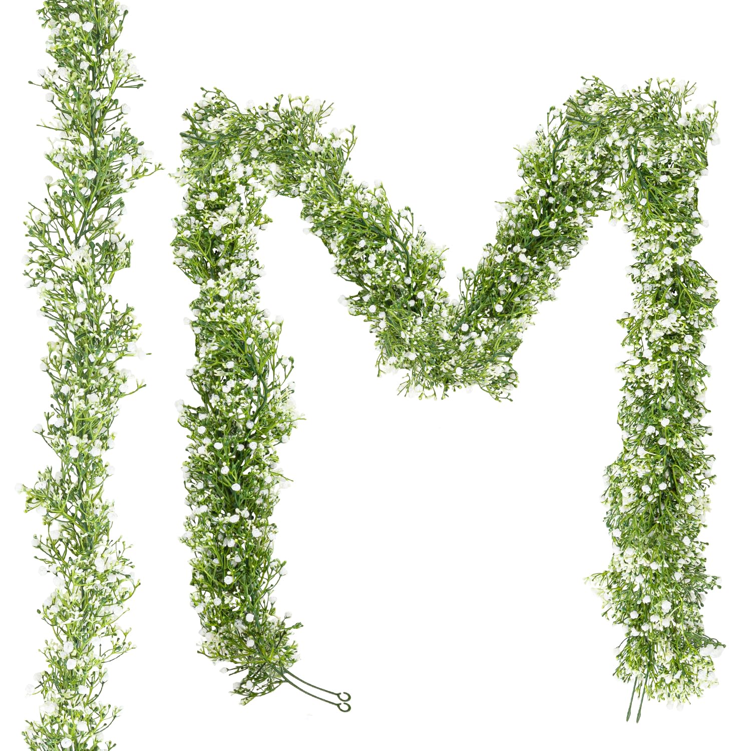 Artificial Flower,2 Pcs Real Touch Faux Hanging Baby Breath Garland,Fake Babys Breath Gypsophila for Wedding Arch Flowers, New Year Decor, Baby Shower, and Home Decor(White)