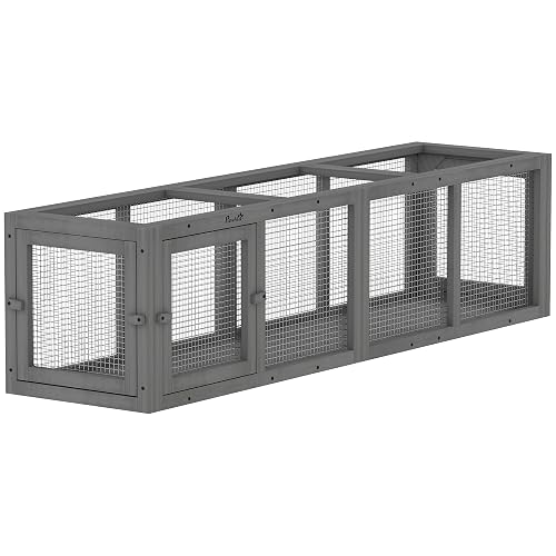 PawHut Túnel Exterior Extensible Corral Gato Cachorro 150 cm Gris