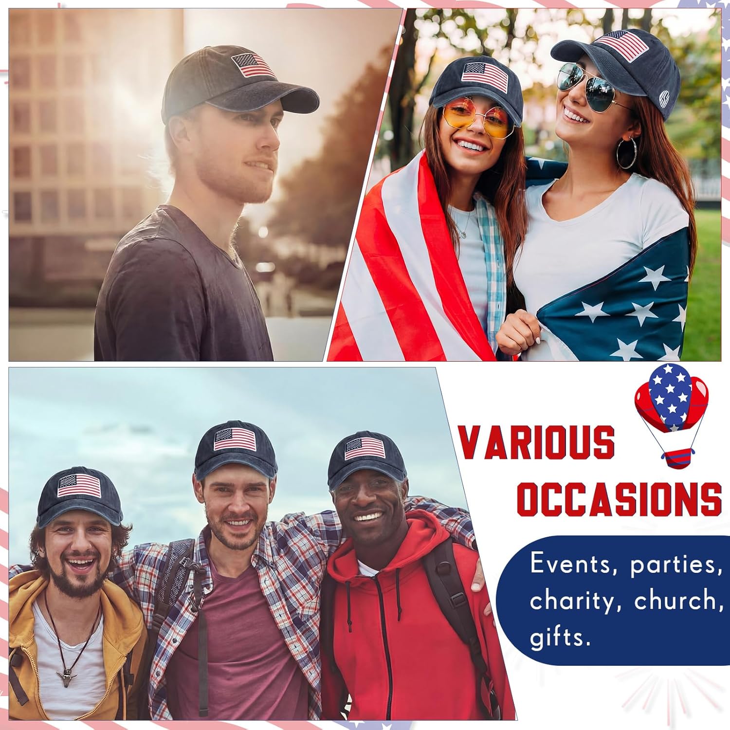 Geyoga 4 Pcs American Flag Baseball Caps USA Patriotic Pride Hats Washed Distressed US Flag Cotton Hats for Men Women Teens - Image 7