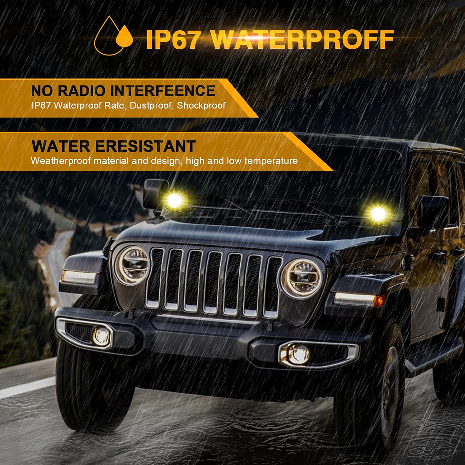 Auxbeam 3.5in 50W Round LED Offroad Light, 5000LM Amber Fog Light, Yellow Spot Flood Combo for Jeep & Truck