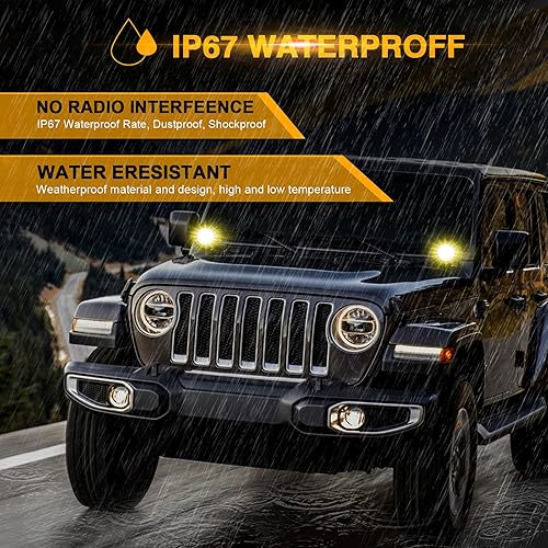 Miniatura 7 de Auxbeam Luz LED redonda de 3.5 pulgadas, 50 W, luz antiniebla ámbar de 5000 lm, cápsula redonda de luz de conducción con kit de arnés de cableado,