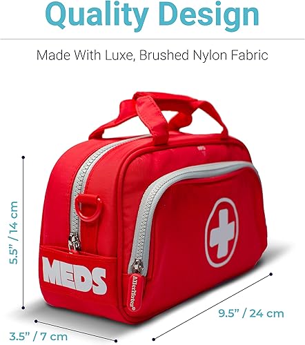 Miniatura 5 de Allermates Family Travel Essentials - Estuche organizador de bolsa para medicamentos para alergias y asma (rojo brillante)