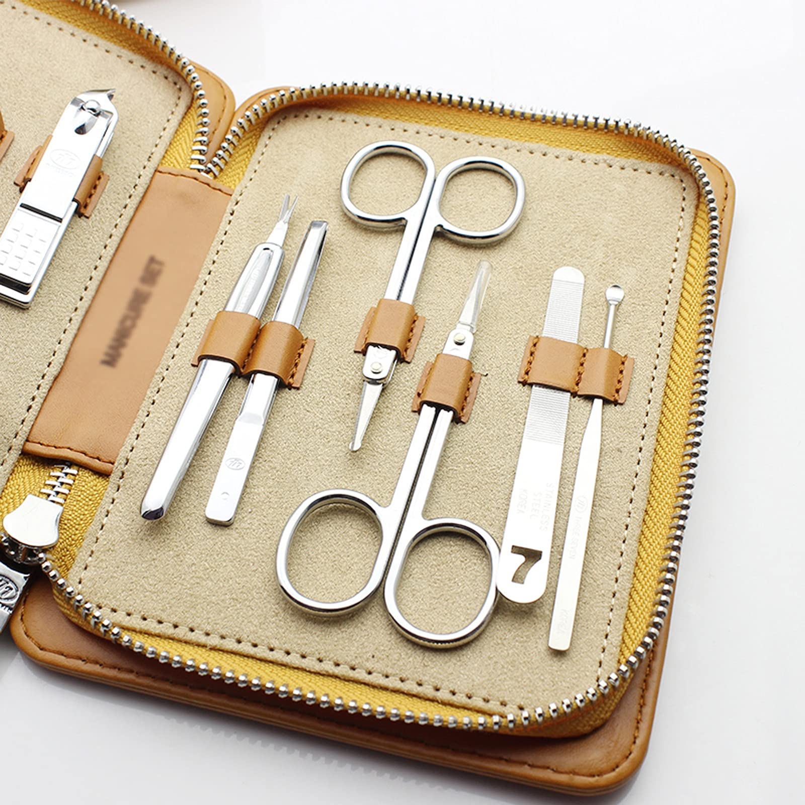 Zestaw do manicure, narzędzia podróżny zestaw do manicure, 10 w 1, ze stali nierdzewnej, z luksusowym etui podróżnym, narzędzia do pielęgnacji paznokci, lekkie i przenośne obcinacze do