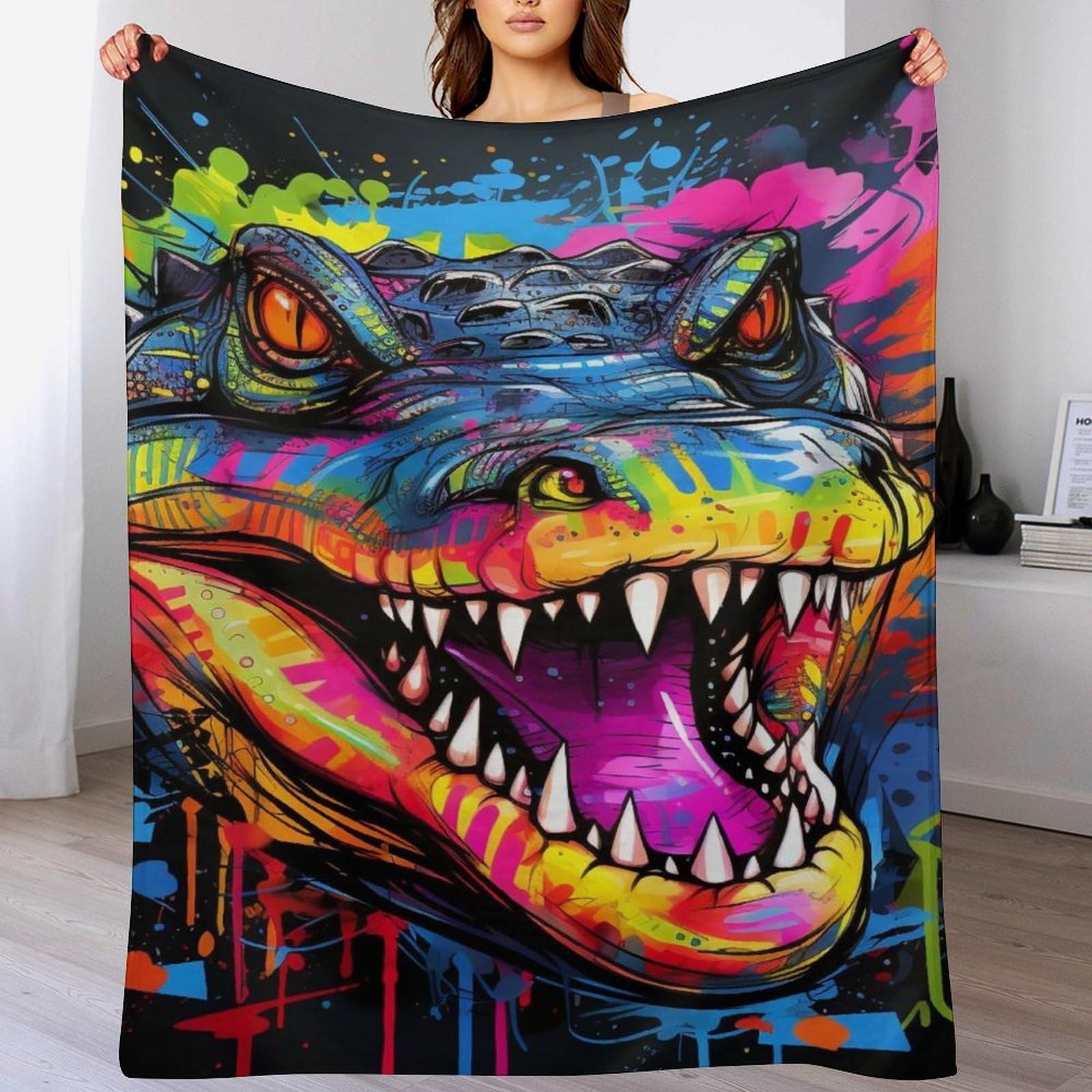 Manta de cocodrilo suave y cálida manta de franela para las cuatro estaciones