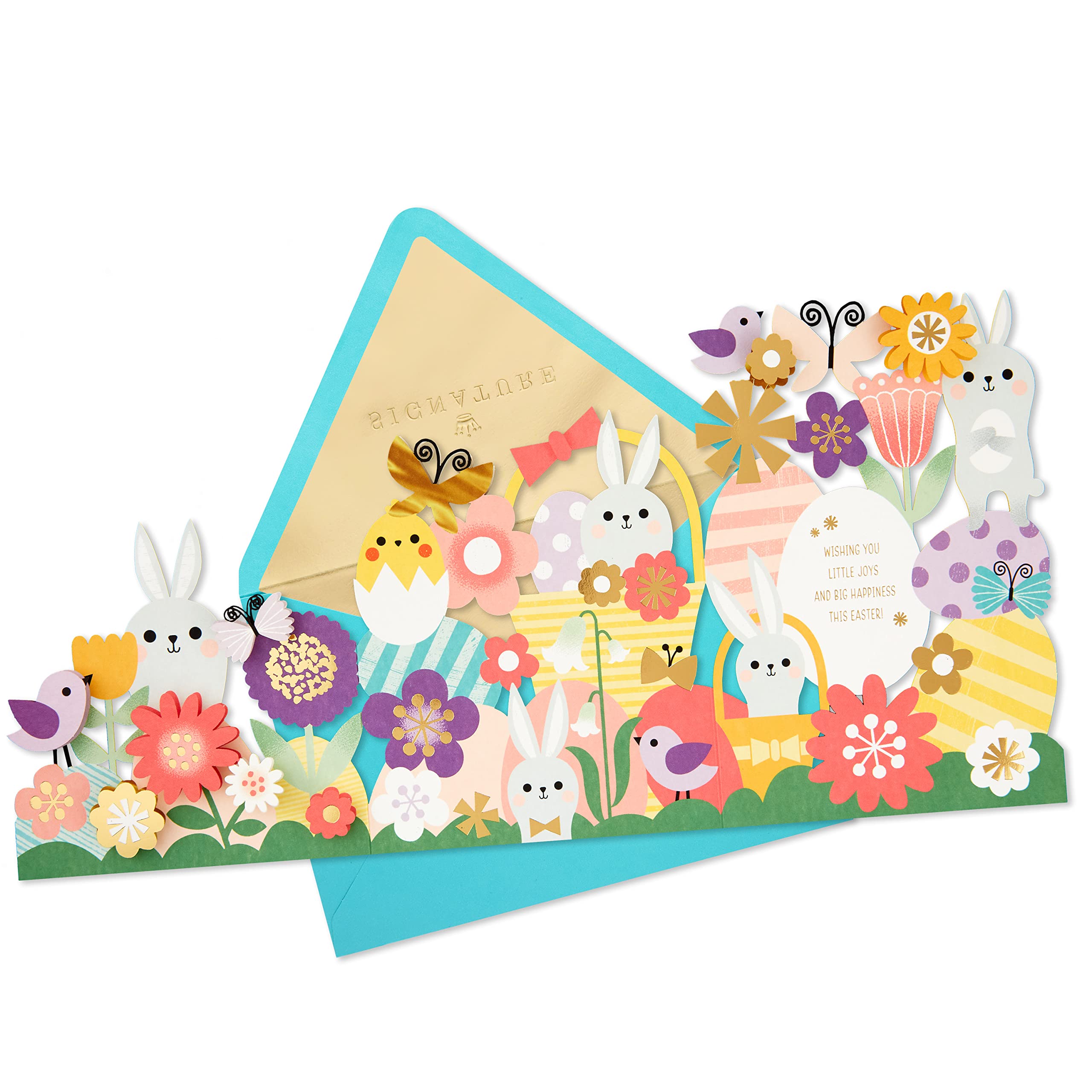 Hallmark Signature Osterkarte – Faltbar Mit Pop-Up-Blumen & Hasen, Akkordeon-Design