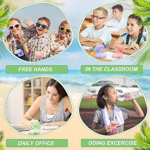 Miniatura 5 de Hortsun Paquete de 3 ventiladores portátiles de cuello mini ventilador plegable personal de mano, manos libres con batería recargable USB para