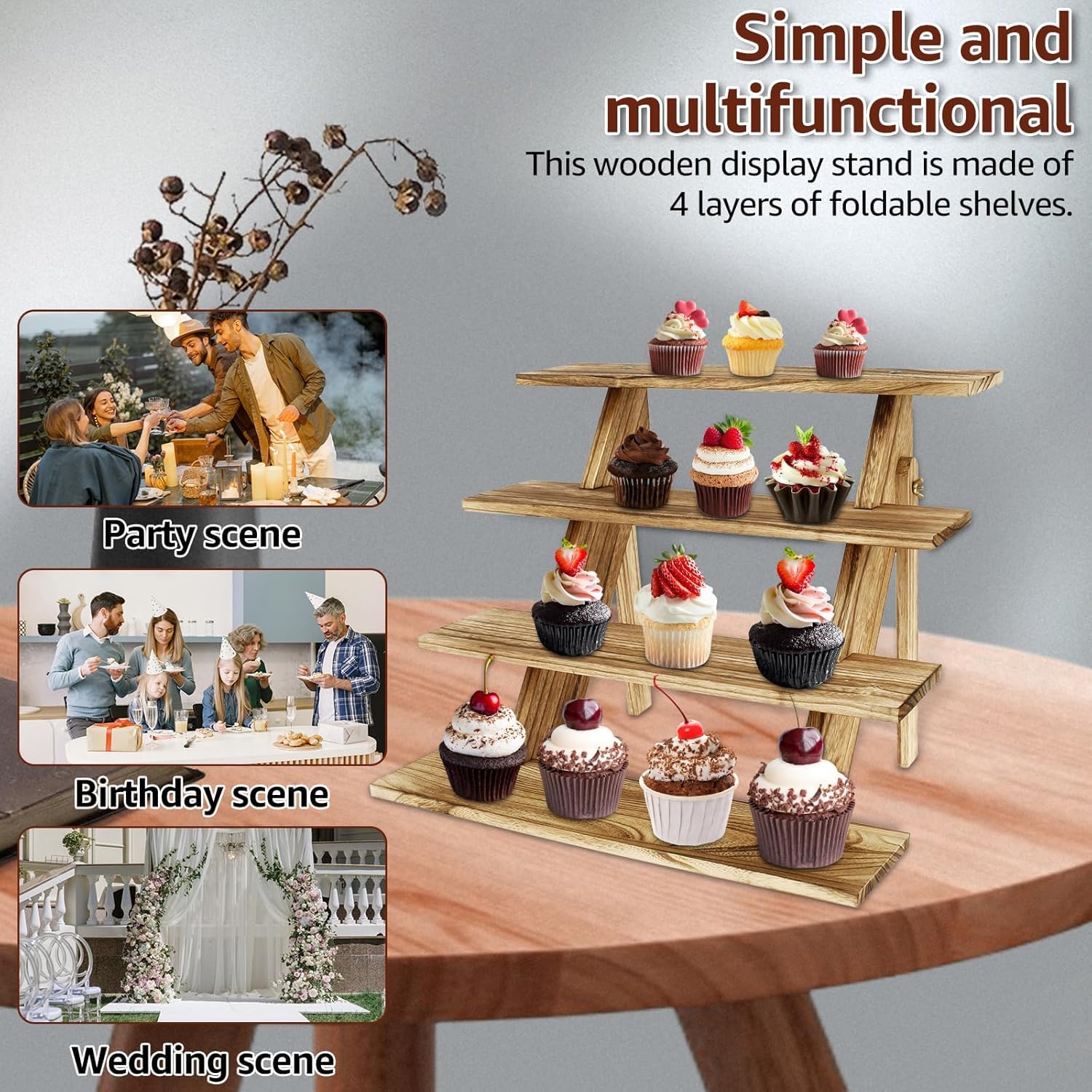 OLYCRAFT 3-Tier Rechthoekige Houten Sieraden Display Riser Stand - Gelaagde Plank Organizer voor Sieraden Opslag en Collectie