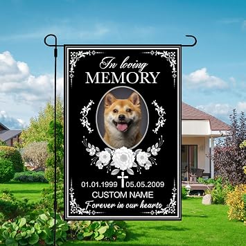 Custom Memorial Pet Flags, Personalized Memorial Pet Garden Flags, Decorative Gifts for Dog/Cat Funerals