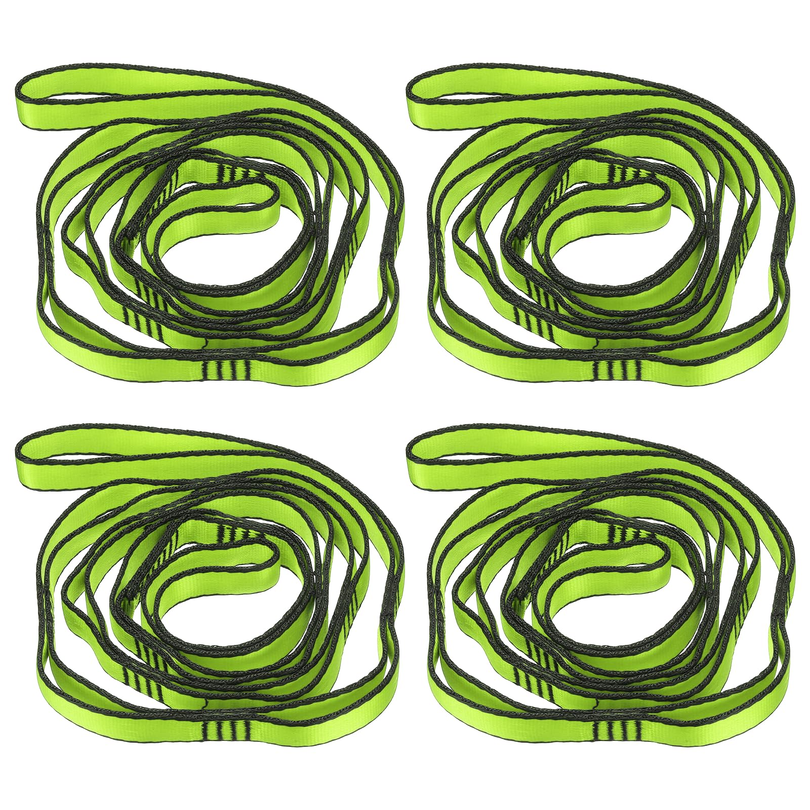 PATIKIL 59 Inch Daisy Chain Straps, 4 Pack Strong Climbing Strap Adjustable Nylon Chain Sling with 8 Loops for Aerial Yoga Hammock Swing, Green