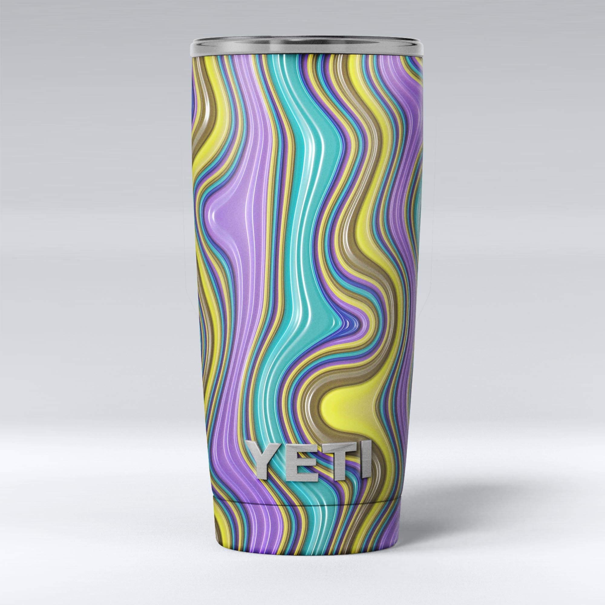 Design Skinz Bright Purple Teal and Mustard Yellow Color Waves - Skin Decal Vinyl Wrap Kit Compatible with The Yeti Rambler Cooler Tumbler Cups