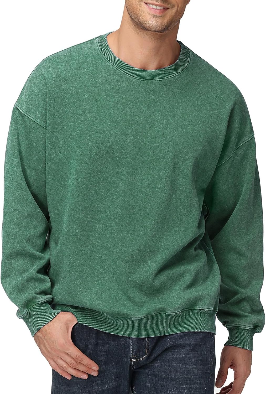 Mens Hoodies Pullover Oversized Hoodie Plush Cotton Hooded Couples Vintage Trendy Washed Streetwear Sweatshirt X-Large B-dark Green