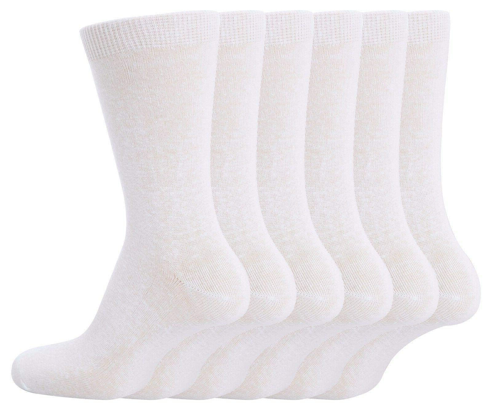 Sock Stack Pack Of 6 School Socks Kids Boys Girls Plain Ankle Cotton Rich Sock Black Navy Grey White [White,9-12]
