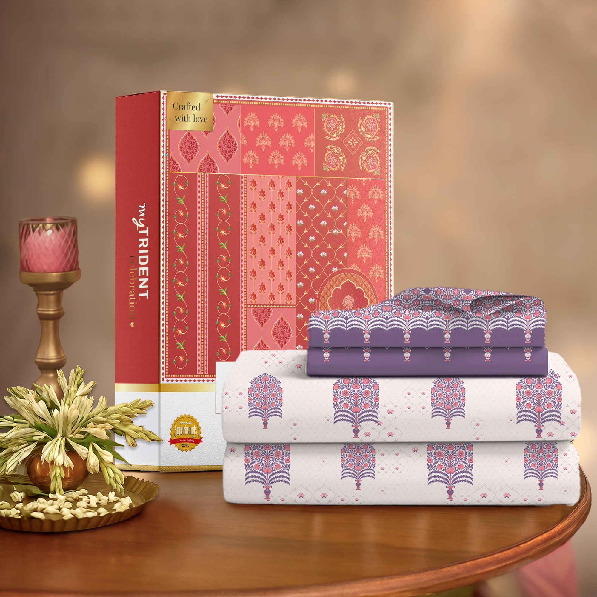 MYTRIDENT Celebration Bedsheet Gifting Collection Double Size - Saanjh Purple-picture-25