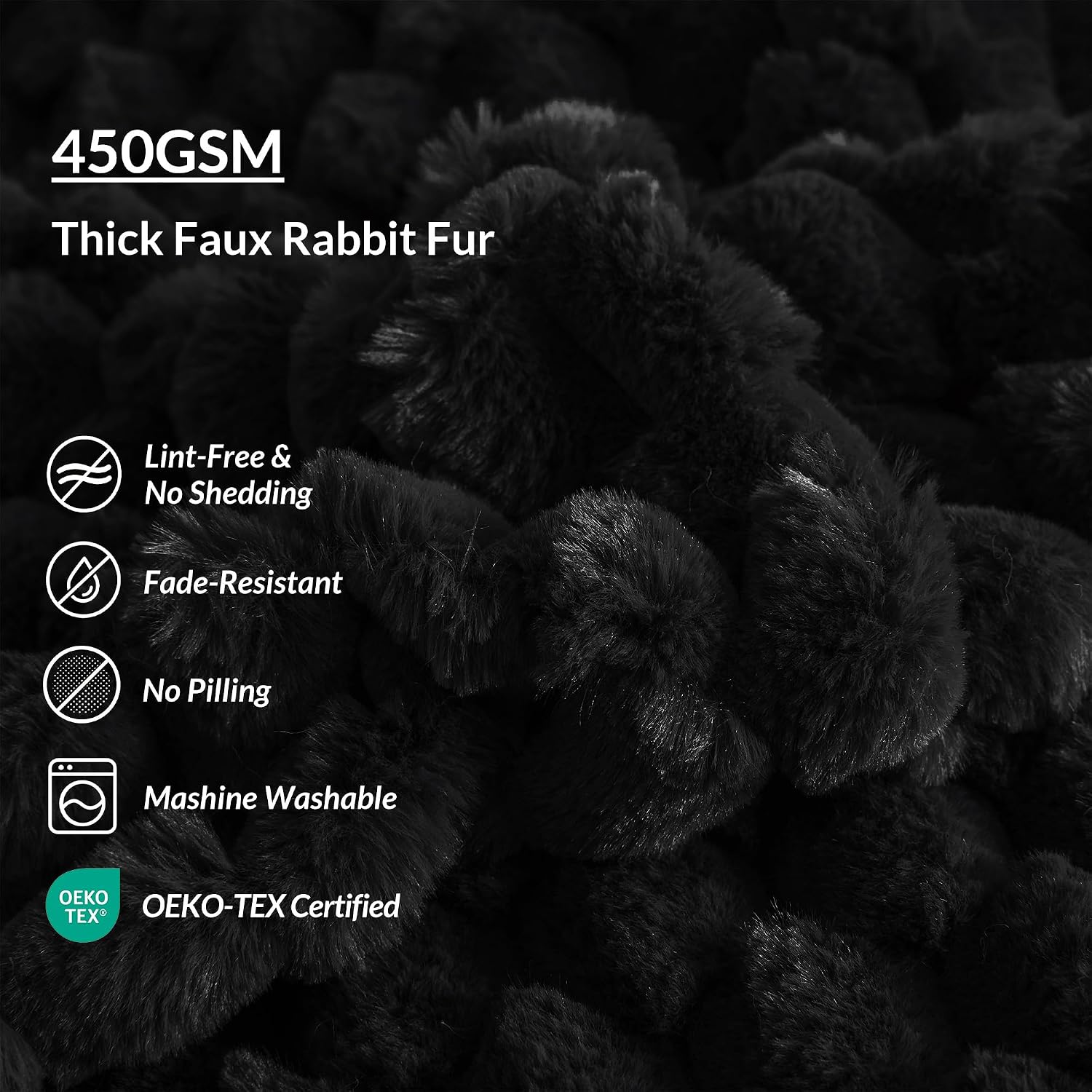 XeGe Luxury Bubble Fluffy Faux Rabbit Fur Throw Pillow Covers 18x18, Black image 5