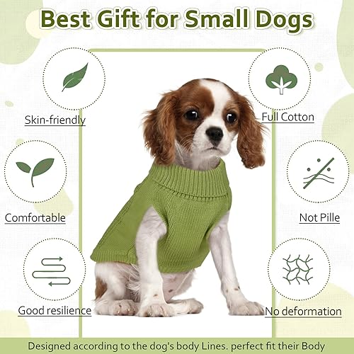 Miniatura 4 de DENTRUN Suéter para perros pequeños, cachorro de cuello alto para clima frío, ropa clásica de invierno cálida para perro, chaleco para perro