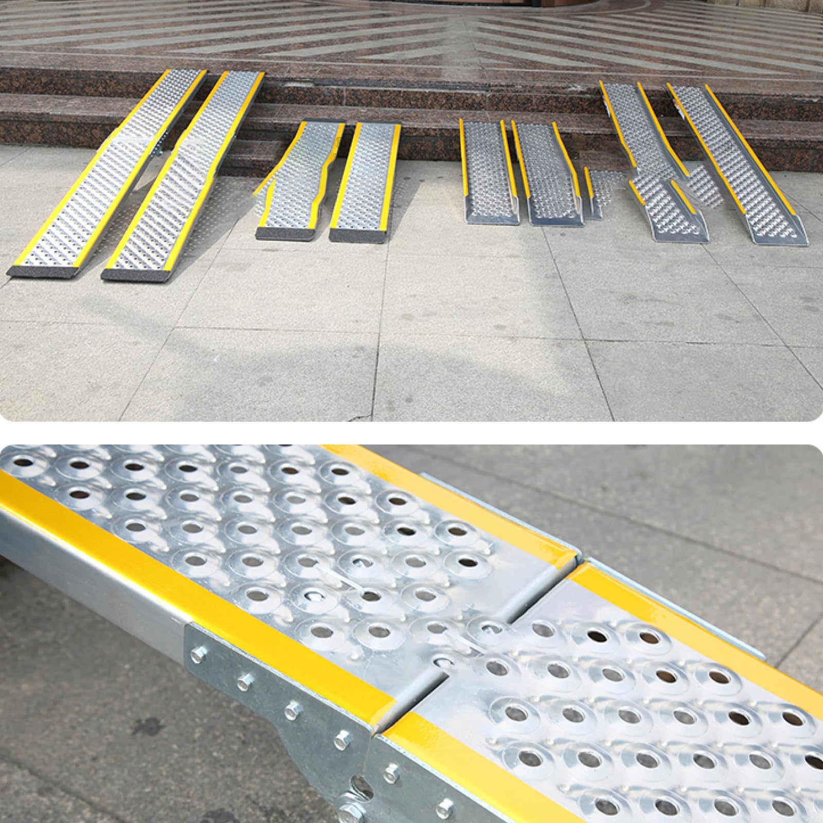Rampe per Disabili in Alluminio, Rampe di Carico Lunga 100 cm per Sedie a Rotelle e Auto, Superficie Antiscivolo Leggera per Porte, Gradini