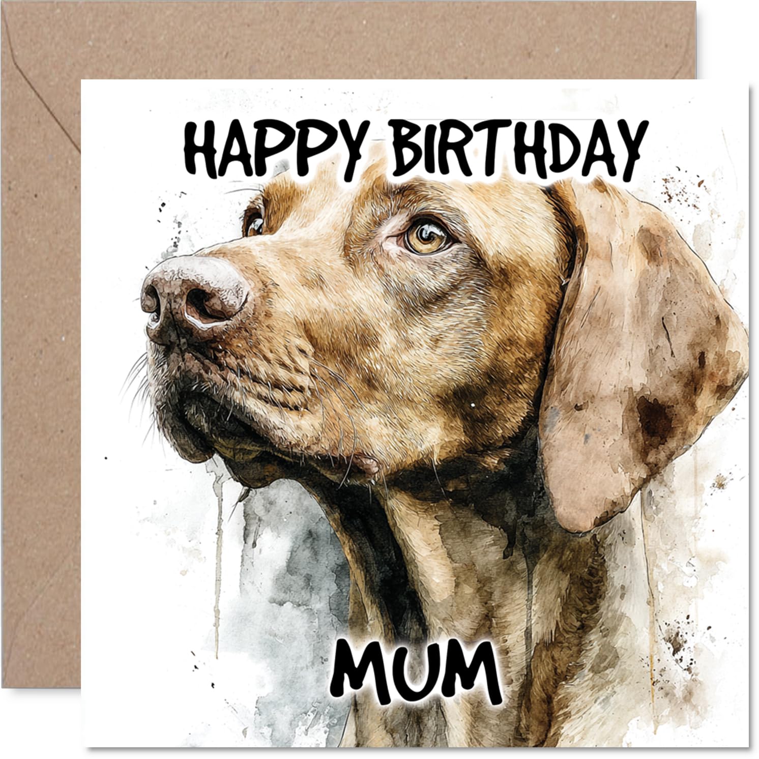 Mum Birthday Card - Hungarian Vizsla - Happy Birthday Card for Mum from Son Daughter, 145mm Dog Breeds Bday Greeting Cards