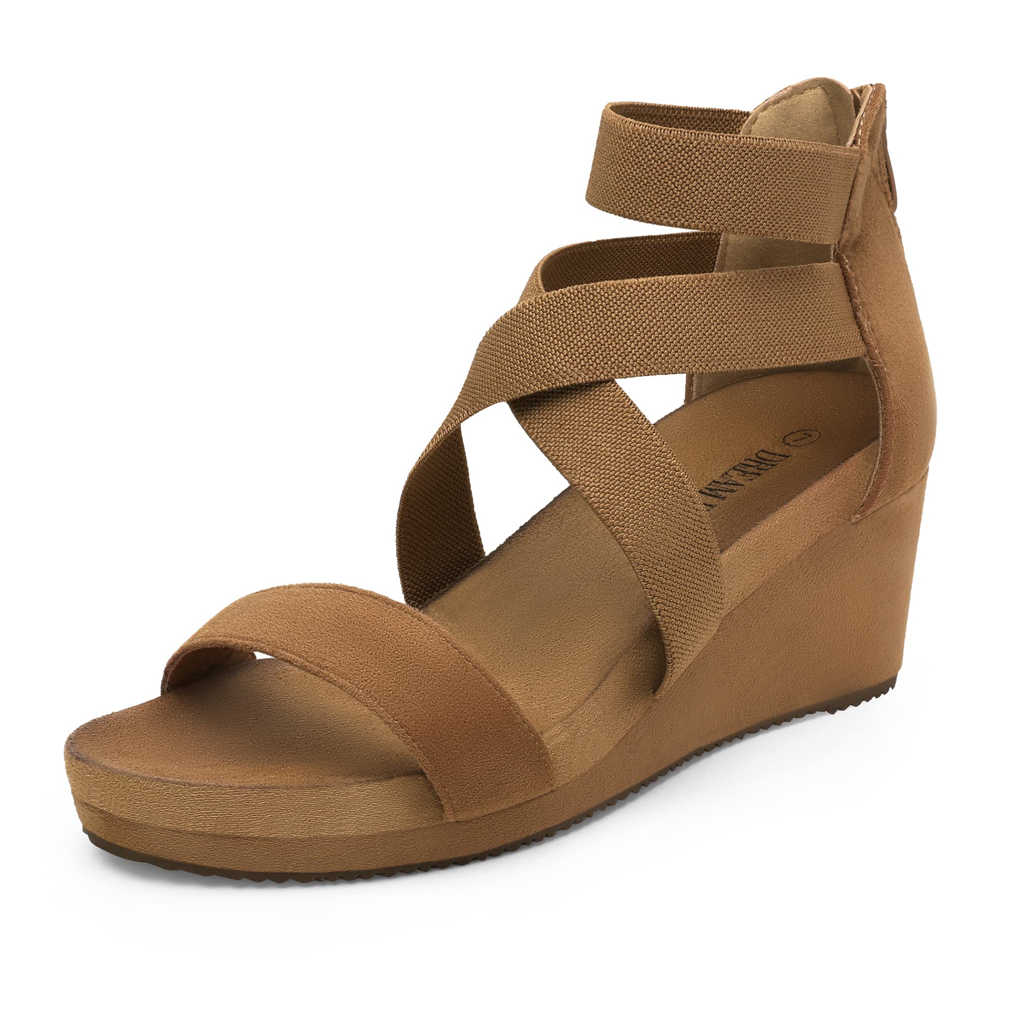 DREAM PAIRS Womens Elastic Ankle Strap Open Toe Platform Wedge Sandals Comfortable Summer Shoes