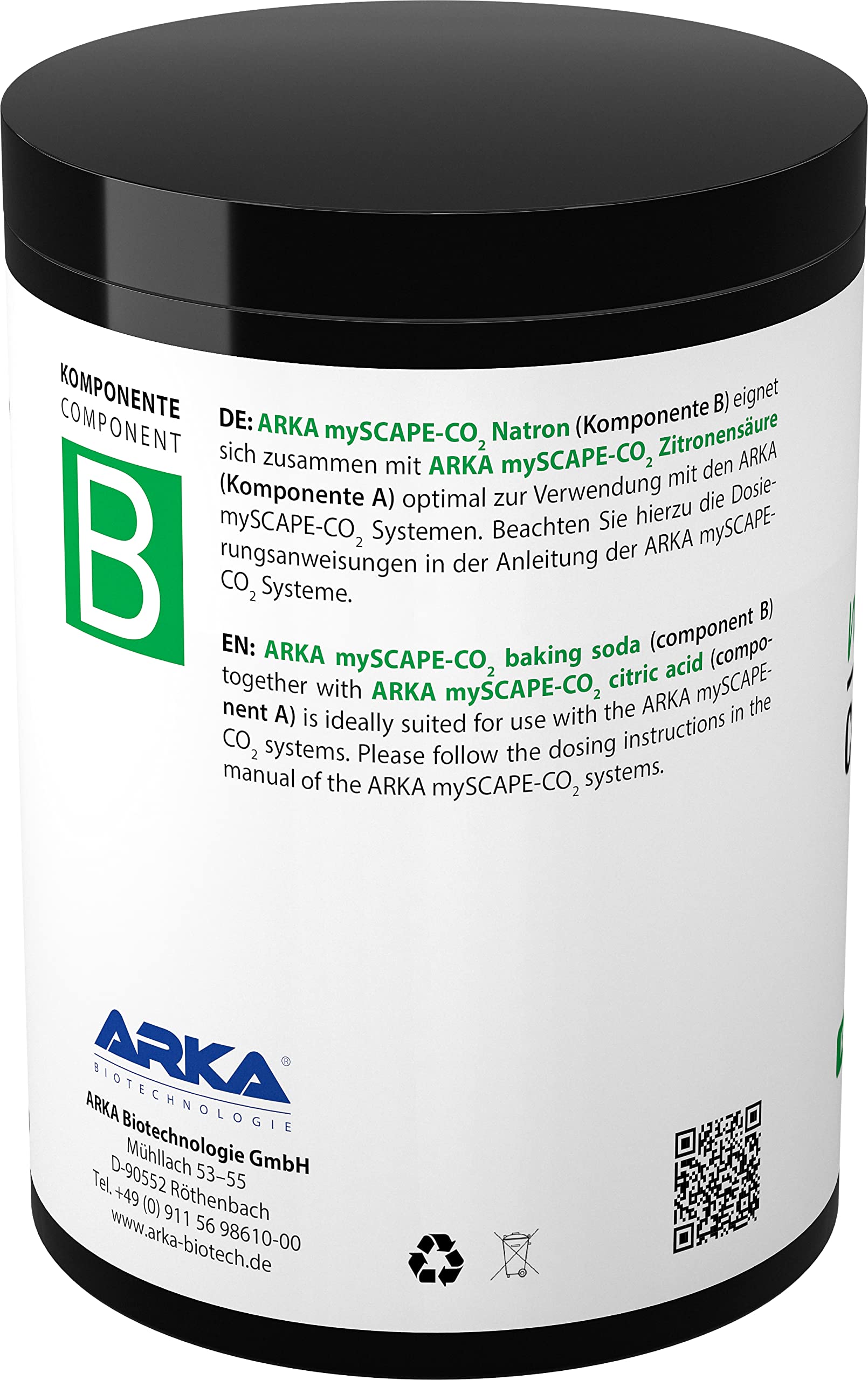 ARKA Recharge CO2 Aquarium mySCAPE-CO2 Refiller 2×600 g – Acide citrique + Bicarbonate pour Engrais CO2 – Diffusion Stable, Dosage Facile – idéal aquascaping Plantes – sans Bouteille