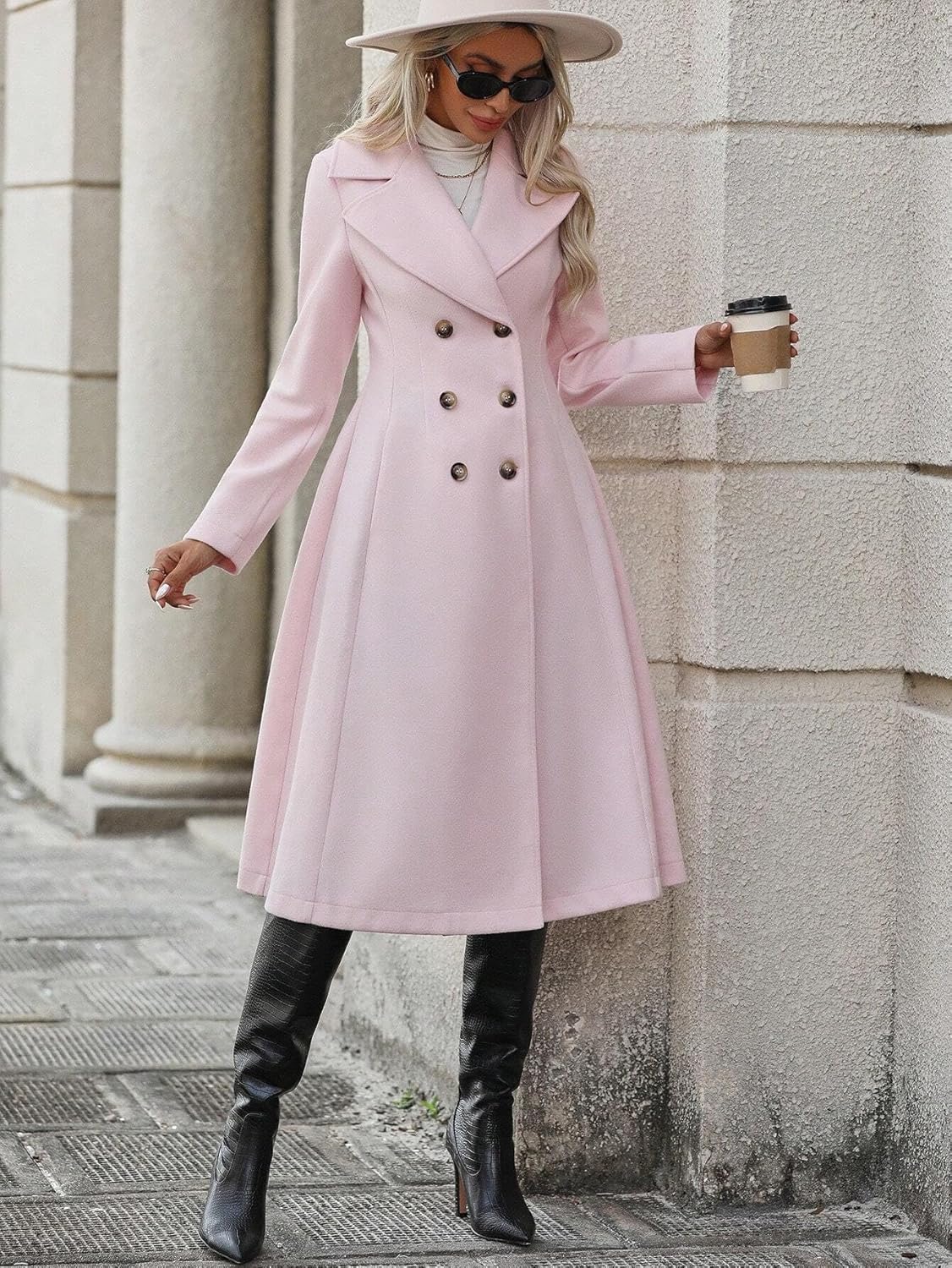 Womens Fashion Trench Outwear Lapel Neck Double Breasted Coat Jacket Coat