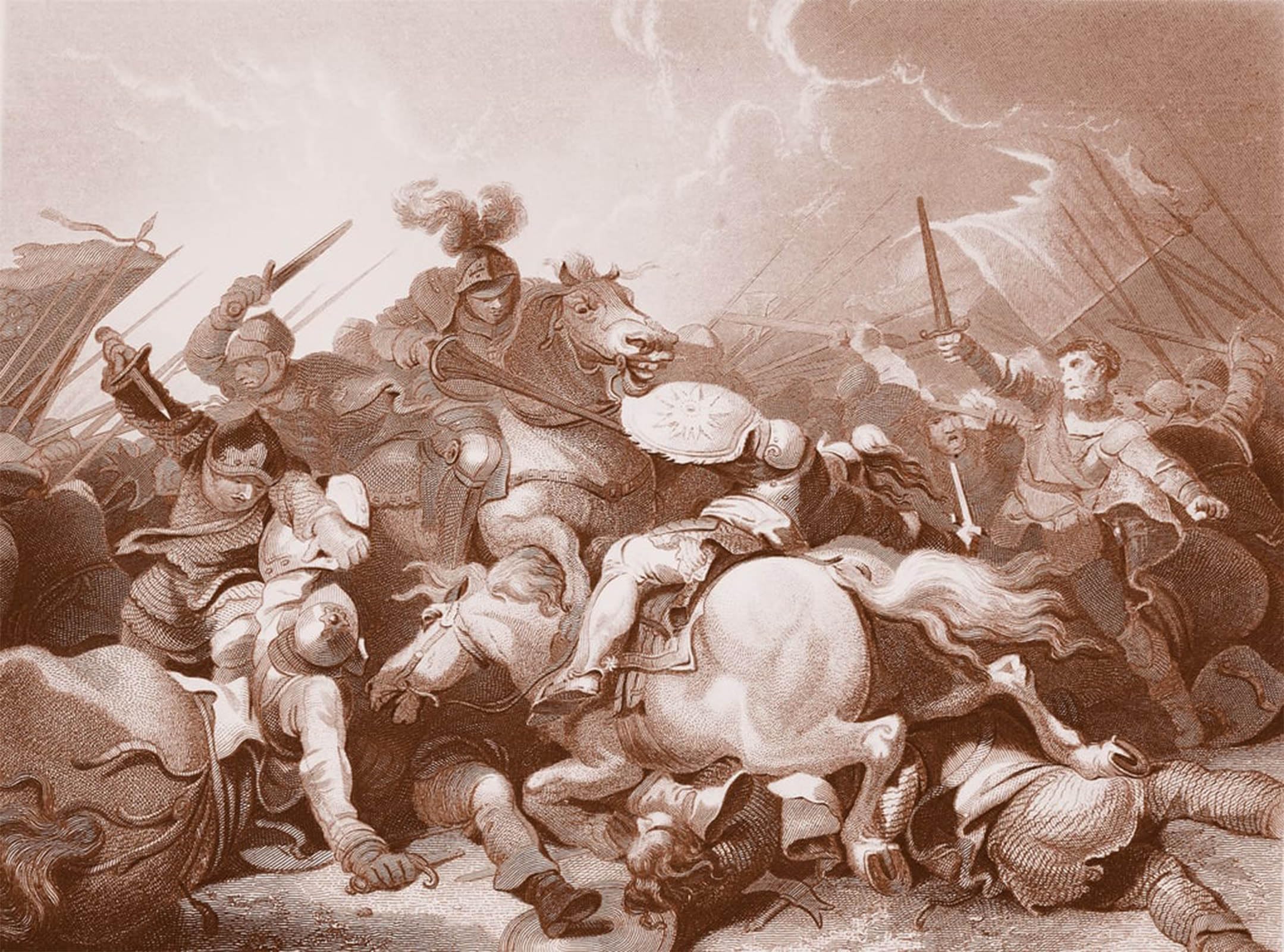 Artxlxxbn No Frame Famous Print Painting Colorful Art Print Battle Of Bosworth Field By Philippe De Loutherbourg Canvas Art Decorations For Home Decor 60X90cm