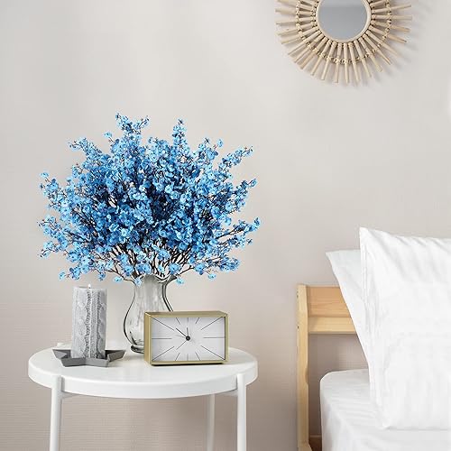 Vista 93 de Sggvecsy 15 piezas de flores artificiales de aliento de bebé, ramos de gypsophila a granel, flores de seda falsas de tacto real para el hogar, Negro