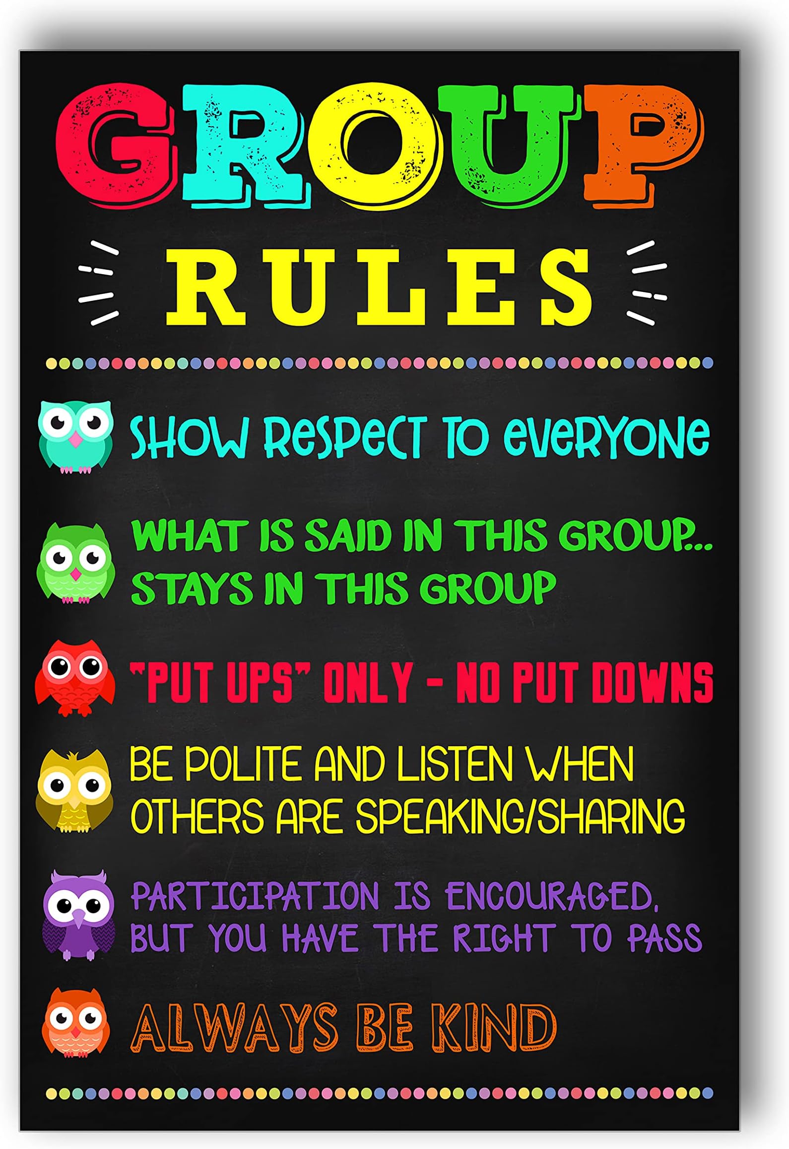 LUPPLE Posters Counseling Group Rules Confidentiality Poster Counselor Office Decor, Therapist School Social Worker, Psychologist Gift What You Say in Here