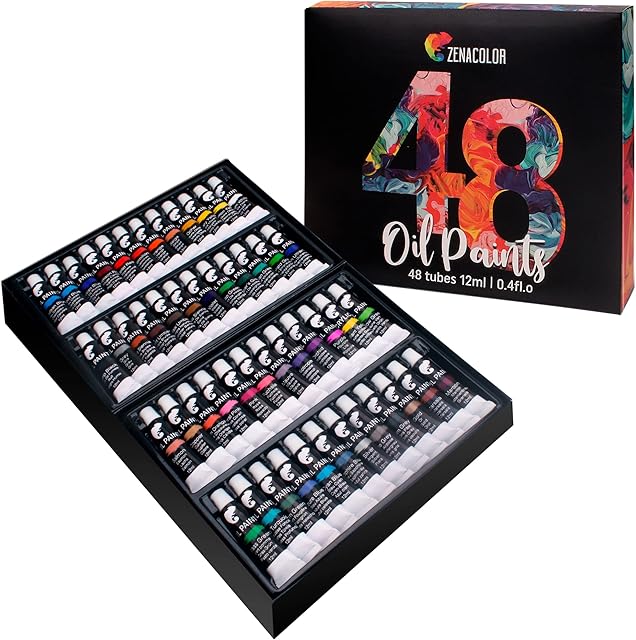 Zenacolor - Zestaw 48 farb olejnych - opakowanie 48 x 12 ml - idealne dla dorosłych