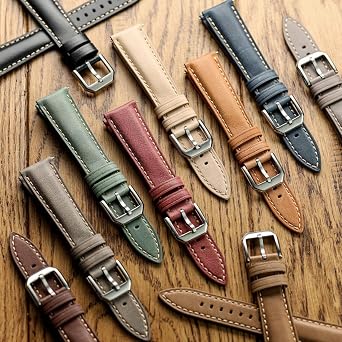 WatchGecko Whitby Leather Watch Strap | Premium Calf Leather Replacement Watch Band, Distressed Patina Finish, Quick-Release Spring Bars, Timeless And Elegant