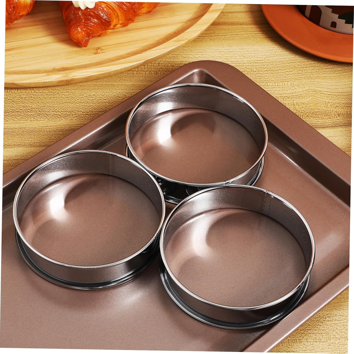 10 Pcs Stainless Steel Crumpet Rings Non-Stick Baking Mold 10cm Pastry Rings for Muffins Egg Cooking and Tart Baking for Kitchen Use