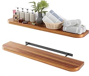 Amazon: BATODA 36" Acacia Wood Floating Shelves Wall Mounted (Round