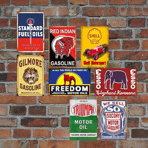 Paquete de letreros de estaño vintage de reproducción, letreros de metal a gasóleo para automóvil, decoración nostálgica retro para bar, hombre,