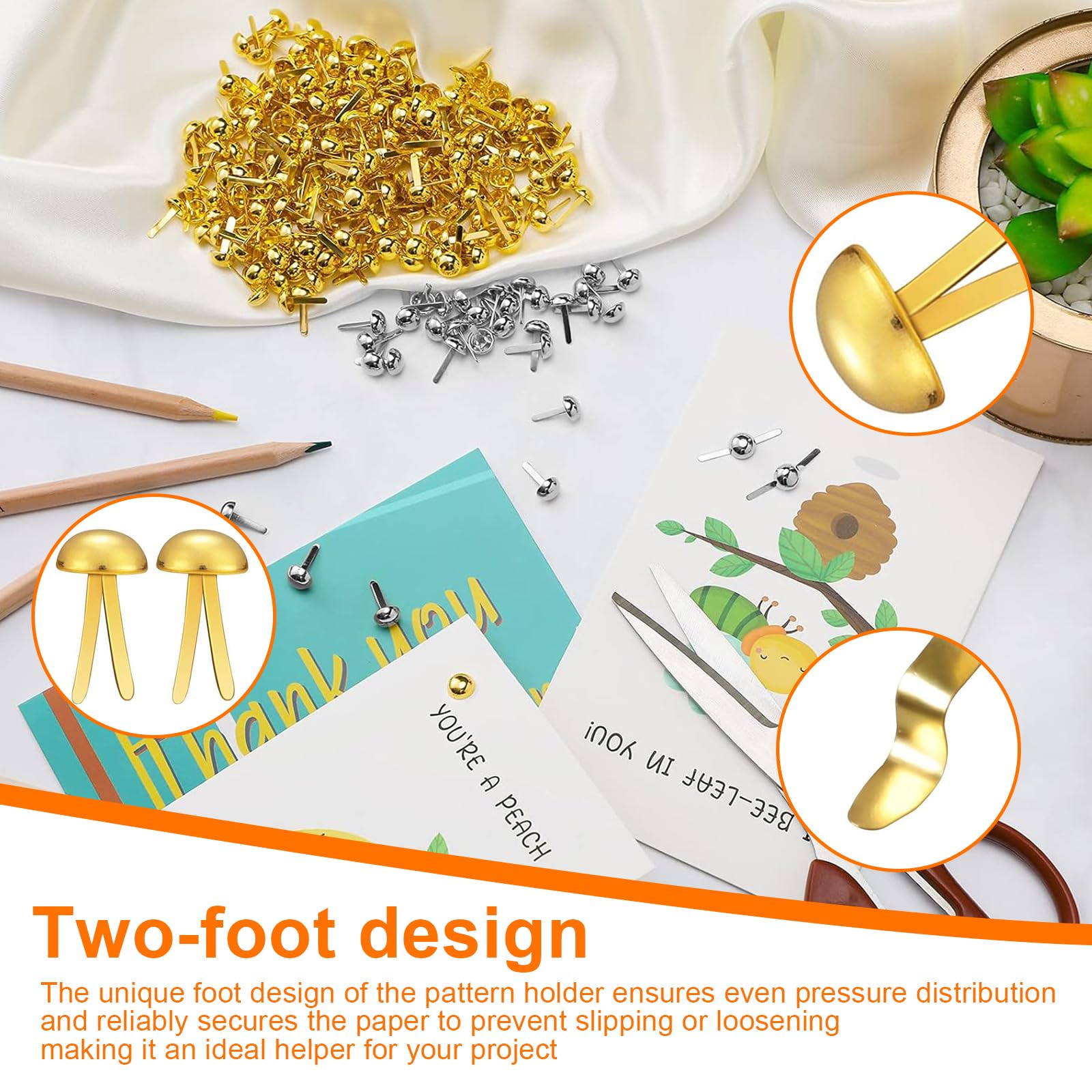 Fermacampioni Piccoli 8mm Clip a Testa Tonda 300 Pezzi per Scrapbooking Carta e Decorazioni