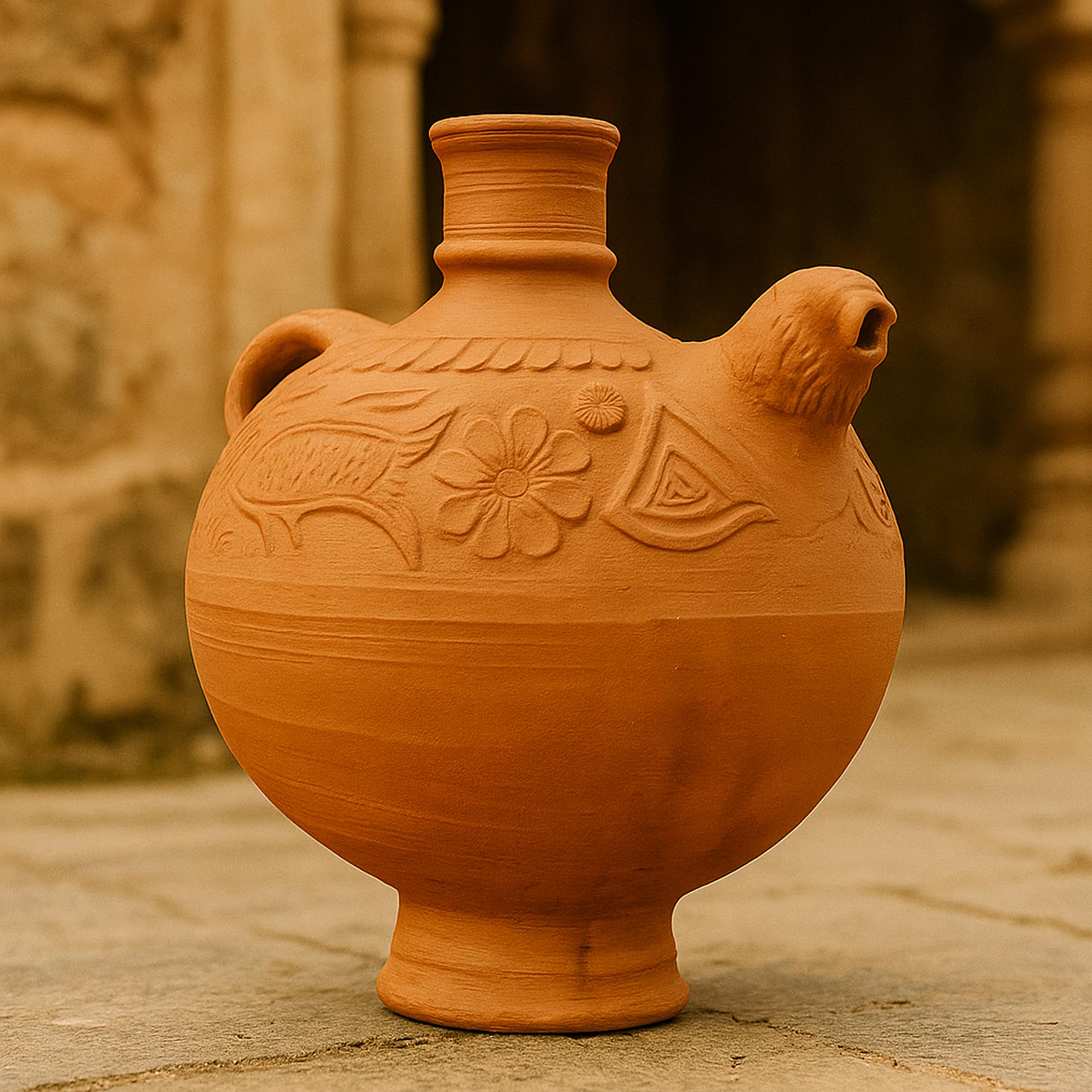Natural Terracotta Water Bottle - Keeps Water Cool! -6
