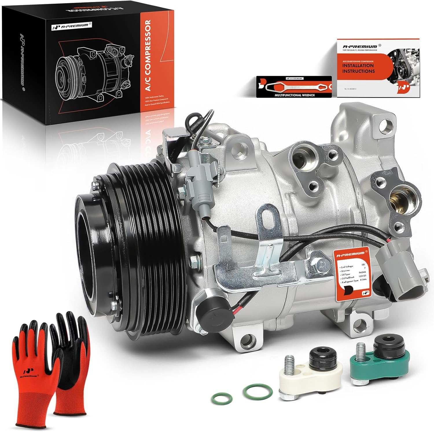 A-Premium Air Conditioner AC Compressor with Clutch Compatible with Toyota Avalon 3.5L 2005-2006 Sedan