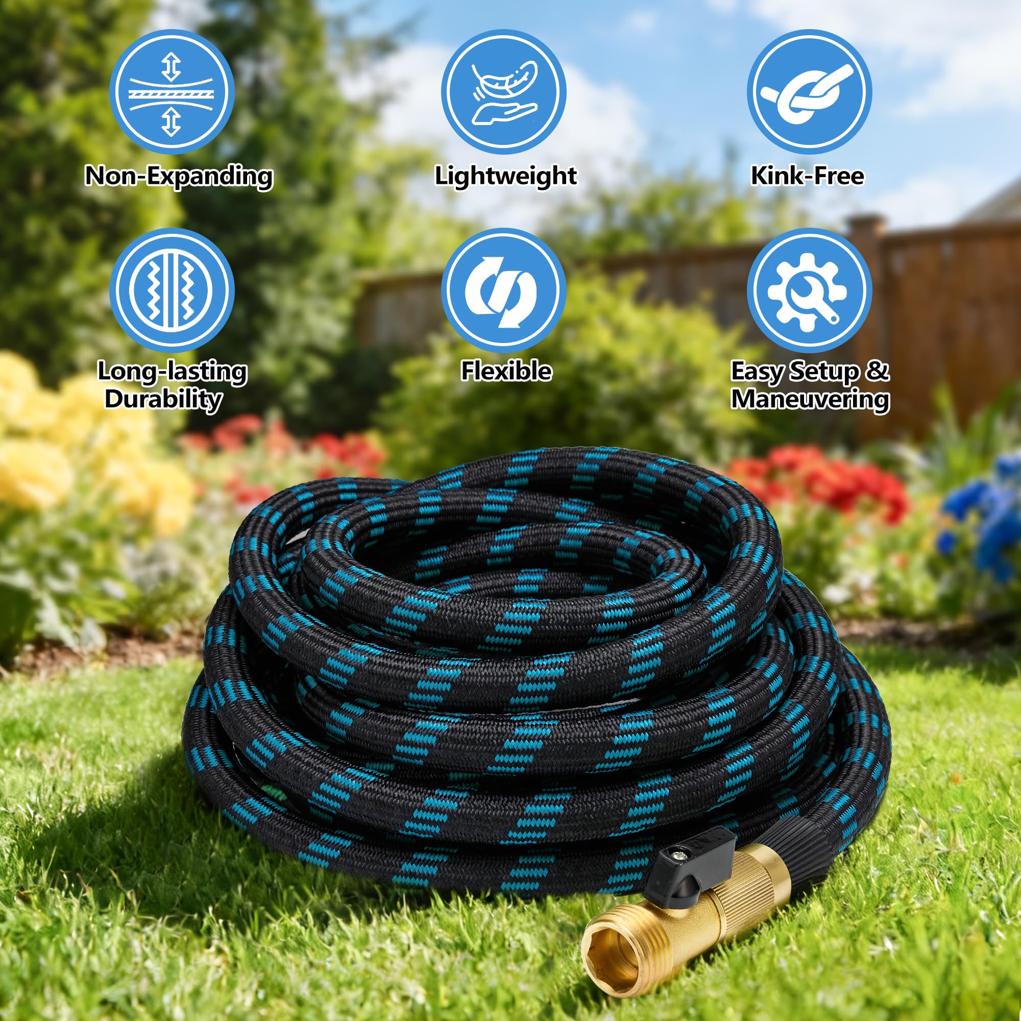 100 FT Non-Expandable Garden Hose, 2026 New Upgraded Flexible Water Hose, Ultra Lightweight Non-Expanding hoses with 10 Function Sprayer, Leak proof, Pressure Resistant for Yard, Outdoor — view 2