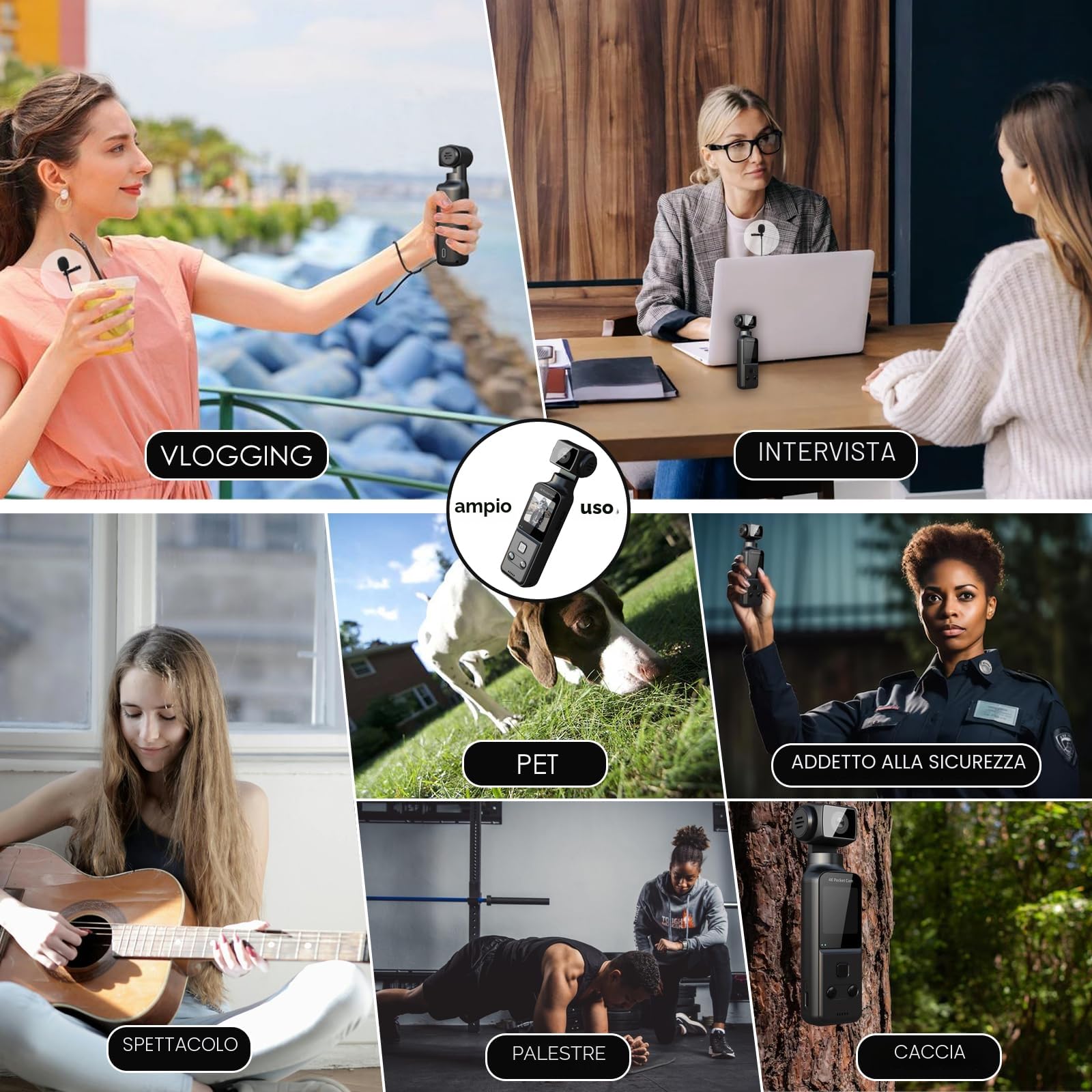 ydi Telecamera da Corpo 4K con Microfono Esterno, Video & Audio Mini Vlog Videocamera Tascabile Rotazione 270° Telecamera per Sport, Bici, Viaggi, Strumento di Polizia, 64 GB Inclusi
